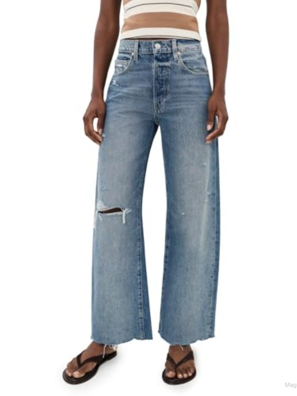 PAIGE High Rise Wide Leg Jeans Button Fly 30 Inseam